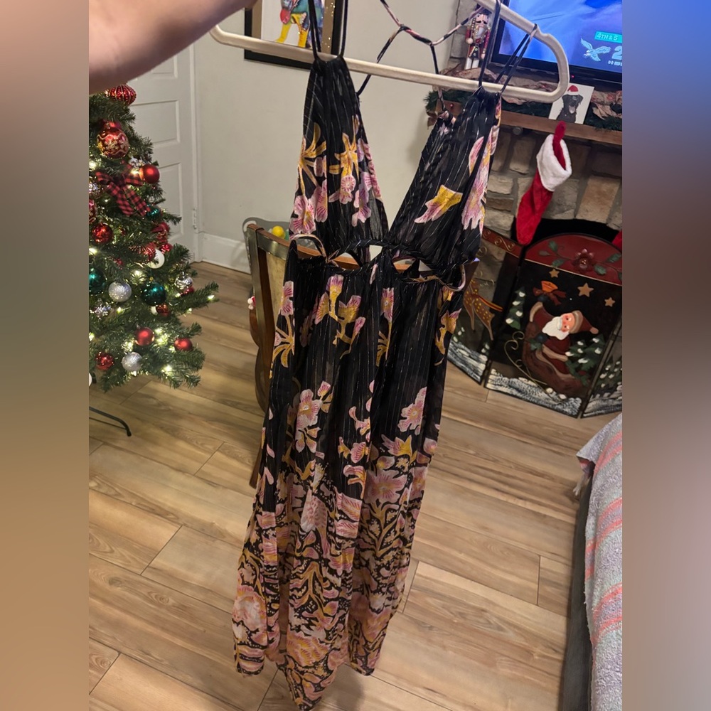 Anthropologie Cutout Maxi Dress - Black Motif